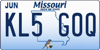 MO license plate KL5G0Q