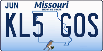 MO license plate KL5G0S