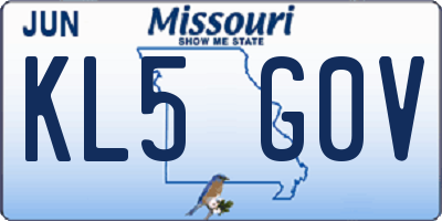 MO license plate KL5G0V