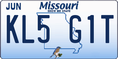 MO license plate KL5G1T