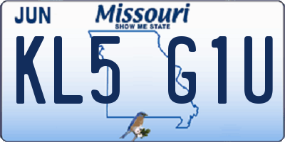 MO license plate KL5G1U