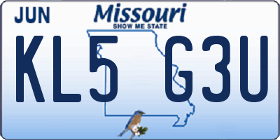 MO license plate KL5G3U