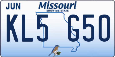 MO license plate KL5G5O