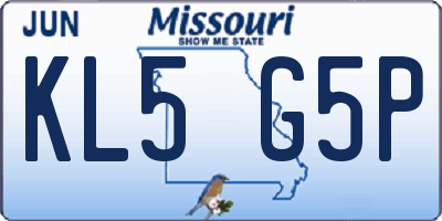 MO license plate KL5G5P
