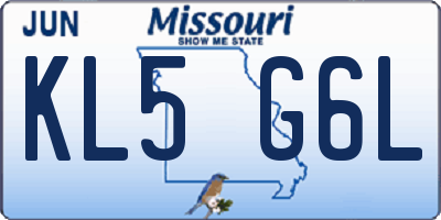 MO license plate KL5G6L