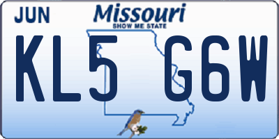 MO license plate KL5G6W