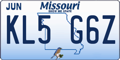 MO license plate KL5G6Z