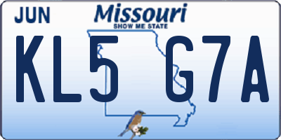 MO license plate KL5G7A