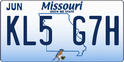 MO license plate KL5G7H