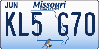 MO license plate KL5G7O