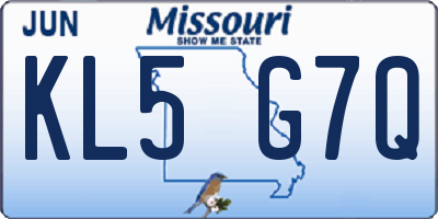 MO license plate KL5G7Q