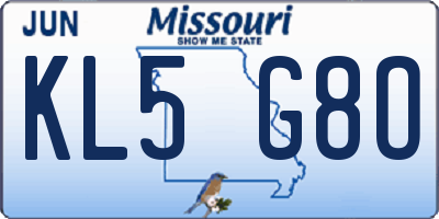 MO license plate KL5G8O