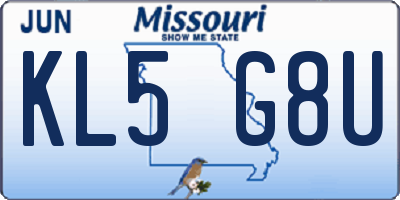 MO license plate KL5G8U