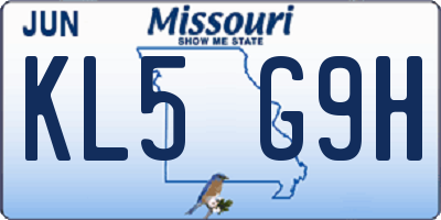 MO license plate KL5G9H