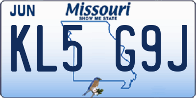 MO license plate KL5G9J