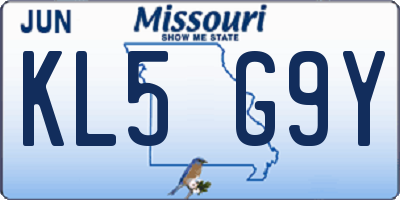 MO license plate KL5G9Y