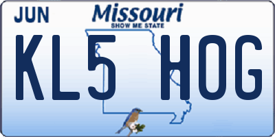 MO license plate KL5H0G