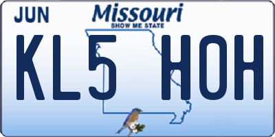 MO license plate KL5H0H