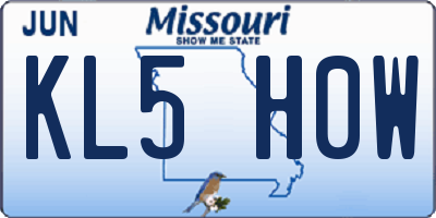 MO license plate KL5H0W