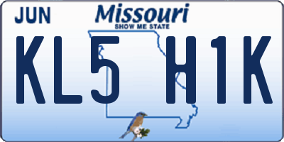 MO license plate KL5H1K