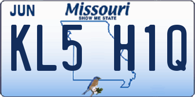 MO license plate KL5H1Q