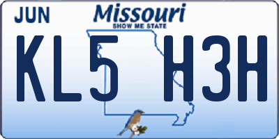 MO license plate KL5H3H