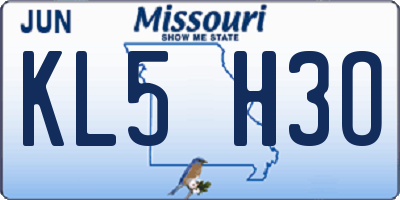 MO license plate KL5H3O