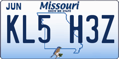 MO license plate KL5H3Z