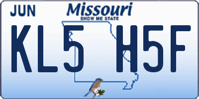 MO license plate KL5H5F