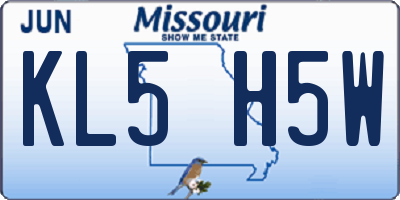 MO license plate KL5H5W