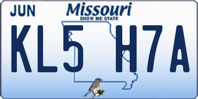 MO license plate KL5H7A