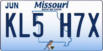 MO license plate KL5H7X