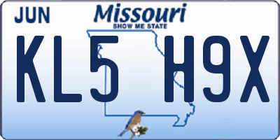MO license plate KL5H9X