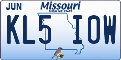 MO license plate KL5I0W
