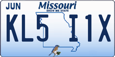 MO license plate KL5I1X