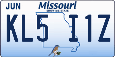 MO license plate KL5I1Z