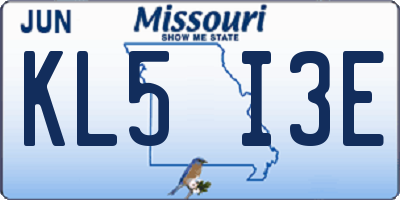 MO license plate KL5I3E