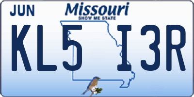 MO license plate KL5I3R