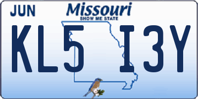 MO license plate KL5I3Y