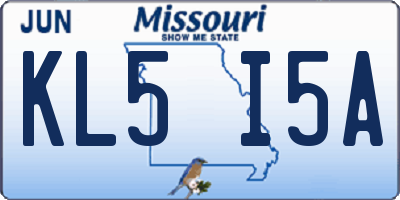 MO license plate KL5I5A