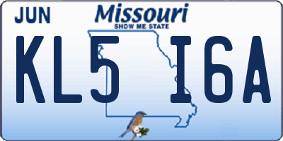 MO license plate KL5I6A