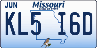 MO license plate KL5I6D