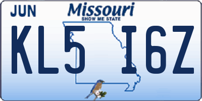 MO license plate KL5I6Z