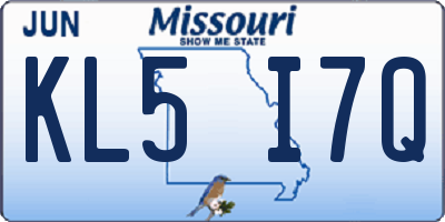 MO license plate KL5I7Q