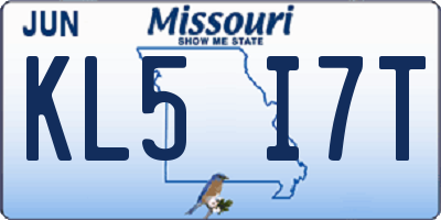 MO license plate KL5I7T