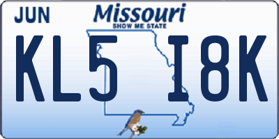 MO license plate KL5I8K