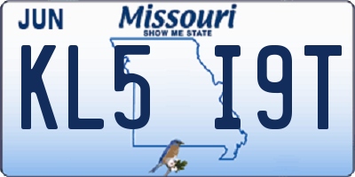 MO license plate KL5I9T
