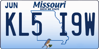 MO license plate KL5I9W