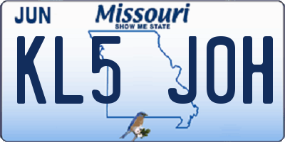 MO license plate KL5J0H