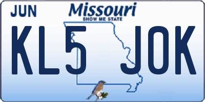 MO license plate KL5J0K